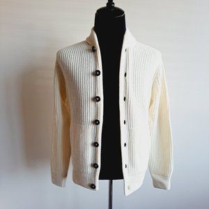 NWT Heritage Italian Wool White Cardigan Size 48/S